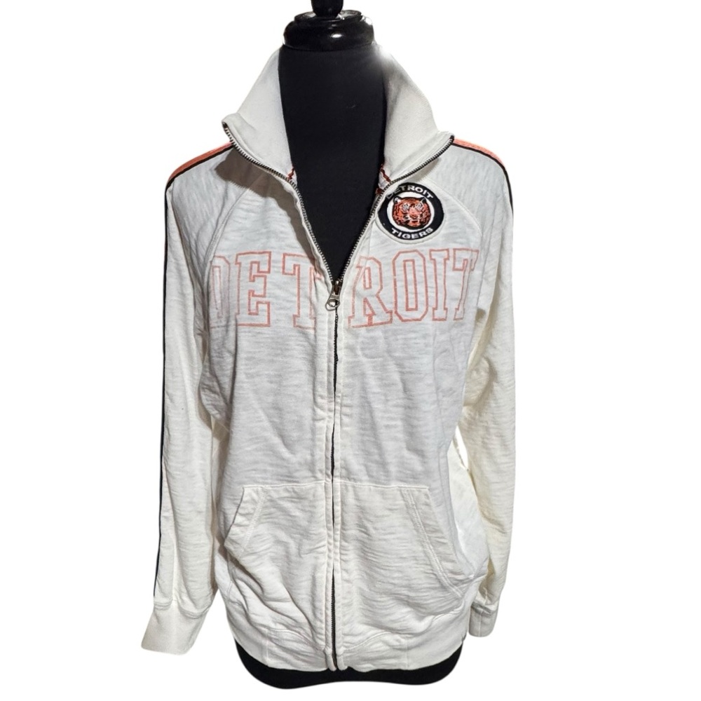 Vtg 1978 Detroit Tigers Zip Jacket Cotton Stadium Cream/Orange Men Sz S Women M